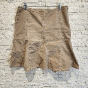 Gap Stretch Tan A-Line Flounce Paneled  Corduroy Skirt Size 10